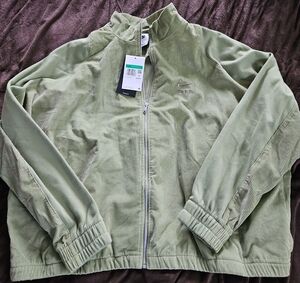 Nike Men's Corduroy And Suede Sage Green Lightweight Jacket